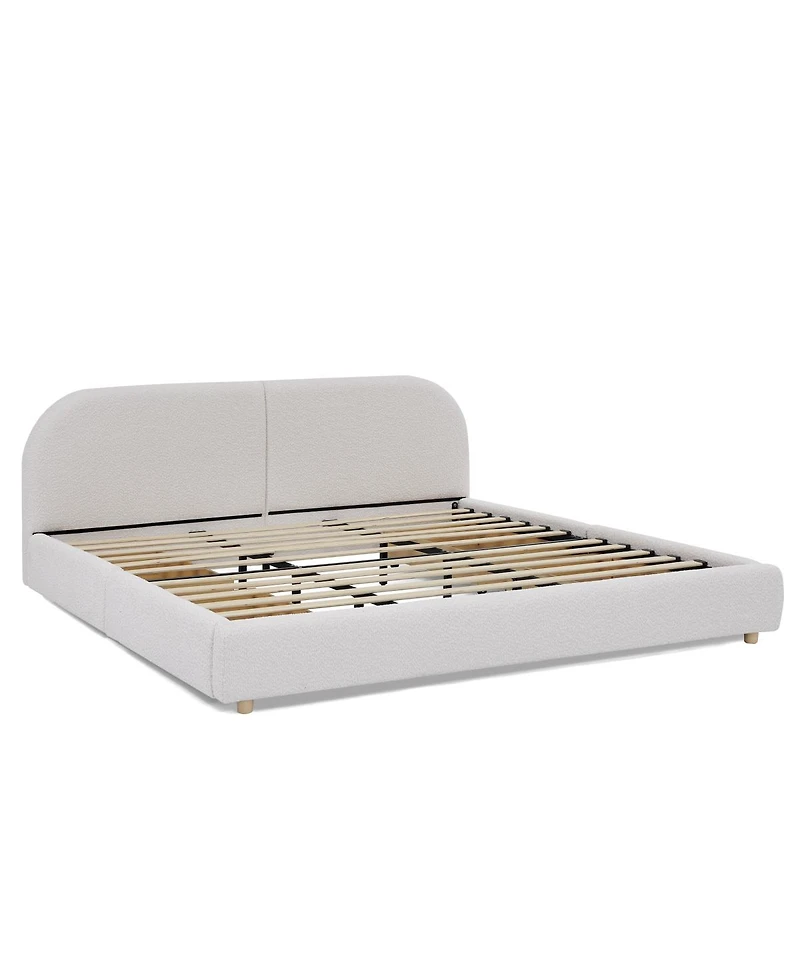 Streamdale Furniture King Size Upholstered Bed Frame - Minimalist Style, Curved Headboard, Drawer Storage