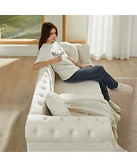 Streamdale Furniture Velvet Copper Stud Detailing & Tufted Buttons Chesterfield sofa