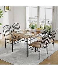 gaomon Dining Table Set of 4, Retro Industrial Dining Table & Chairs, Wood Table Chairs Set for Small Space