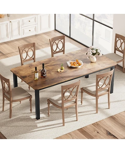gaomon 79" Large Dining Table for 6–8 People, 0.6" Thick Wooden Top Sturdy Metal Legs , Family-Safe Rounded Corners
