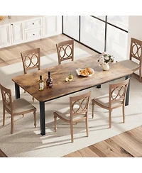 gaomon 79" Large Dining Table for 6–8 People, 0.6" Thick Wooden Top Sturdy Metal Legs , Family-Safe Rounded Corners
