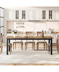 gaomon 79" Large Dining Table for 6–8 People, 0.6" Thick Wooden Top Sturdy Metal Legs , Family-Safe Rounded Corners