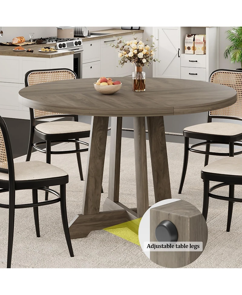 gaomon Round Dining Table for 4, 47 Inch Wooden Circle Dinner with Sturty Legs, 4 Parts of Tabletop, Kitchen Tables