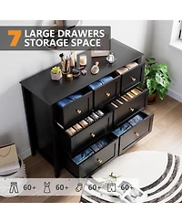 gaomon Modern 7-Drawer Dresser with Metal Handles, Wooden Storage Organizer for Bedroom, Living Room