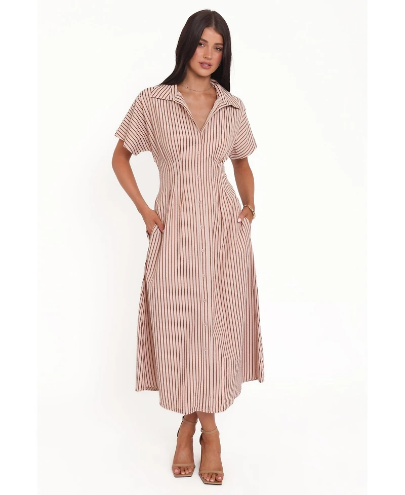 Petal and Pup Women's Eilis Short Sleeve Button Down Maxi Dress