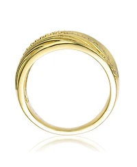 Ra 14K Gold Plated Round Cubic Zirconia Wide Cocktails Ring