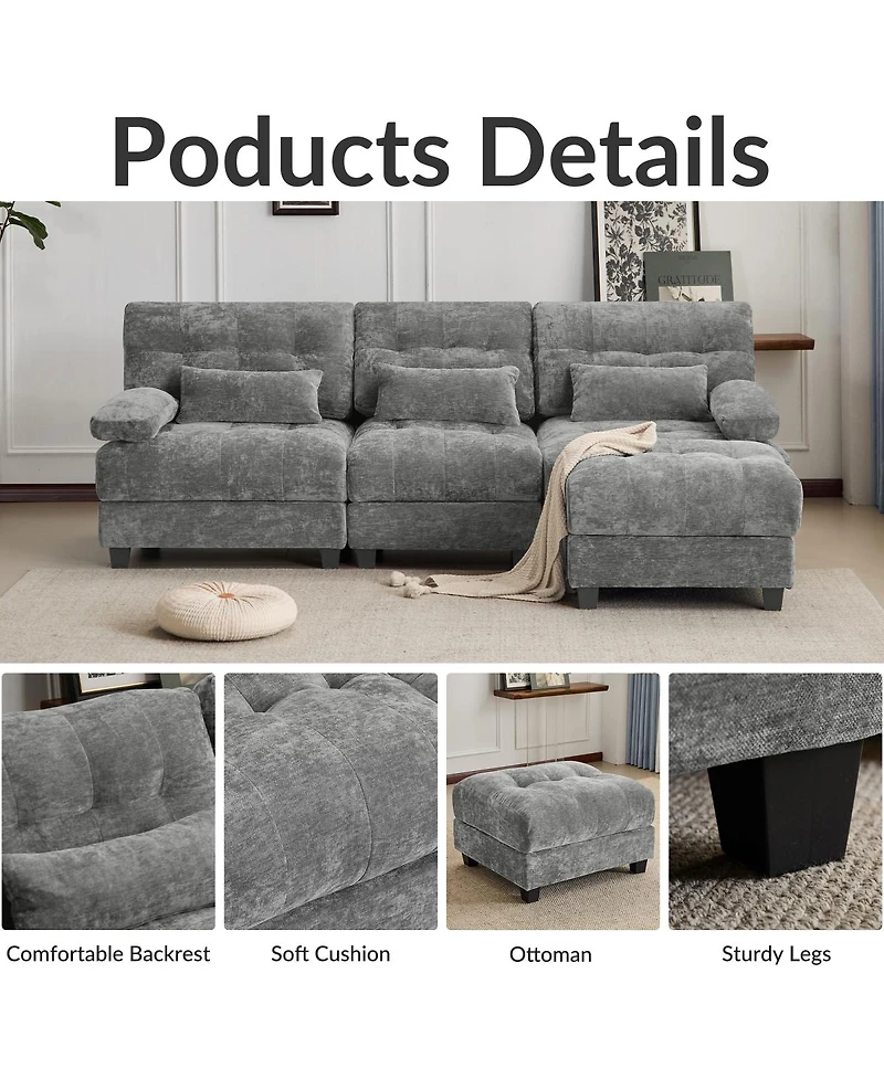 Streamdale Furniture 93-Inch Seating Sofa with 4-Position Adjustable Backrest