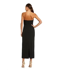 Mac Duggal Women's Strapless Crepe Ankle Dress With 3D Satin Flowers