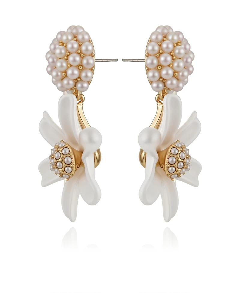 Guess Daisy Imitation Pearl Drop Earrings