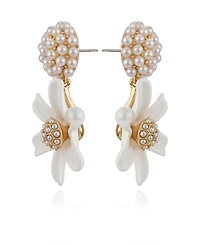 Guess Daisy Imitation Pearl Drop Earrings