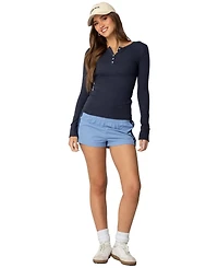 Edikted Women's Helaine Waffle Henley T Shirt