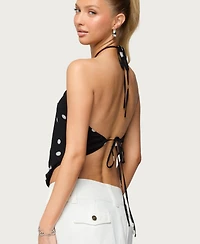 Edikted Women's Chiffon Backless Cowl Neck Top