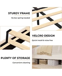 gaomon Bed Frame with Adjustable Upholstered Headboard Princess Boucle Bed Frame with Led Light Drawers Strong Wood Slat Support