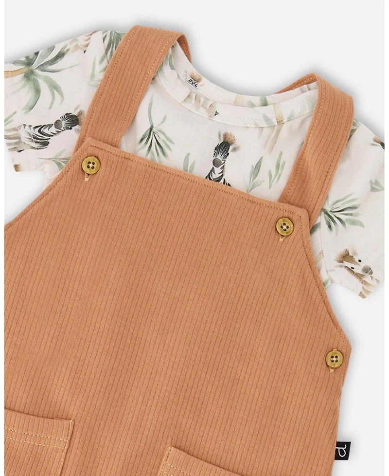 Deux par Baby Boys Cotton Jersey Onesie and Rib Shortall Set