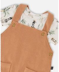 Deux par Baby Boys Cotton Jersey Onesie and Rib Shortall Set