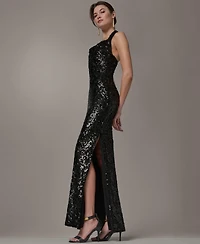 Donna Karan New York Women's Sequin Halter Neck Ball Gown