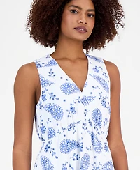 Robbie Bee Women's V-Neck Sleeveless Tiered Dress