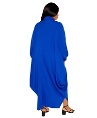 Buxom Couture Women's Plus Contrast Print Drapy Shirt Maxi Dress