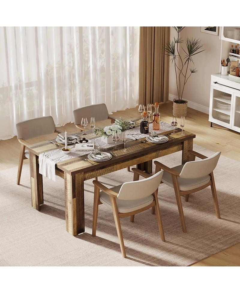 gaomon 63" Dining Table for 4-6, Farmhouse Wood Kitchen with 4 Strong Legs, Large Thick Tabletop