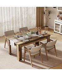 gaomon 63" Dining Table for 4-6, Farmhouse Wood Kitchen with 4 Strong Legs, Large Thick Tabletop