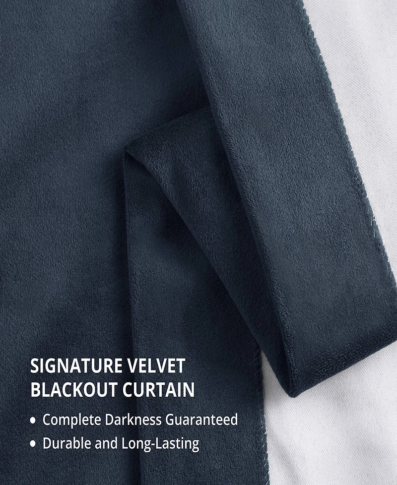 Half Price Drapes Midnight Blue Grommet Signature Velvet Blackout Curtain