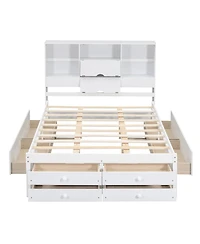 Streamdale Furniture Platform Bed with Storage Headboard and 8 Drawers