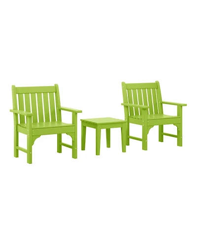 WestinTrends Outdoor Patio 3-Piece Hdpe Adirondack Garden Chairs with Square Side Table Set