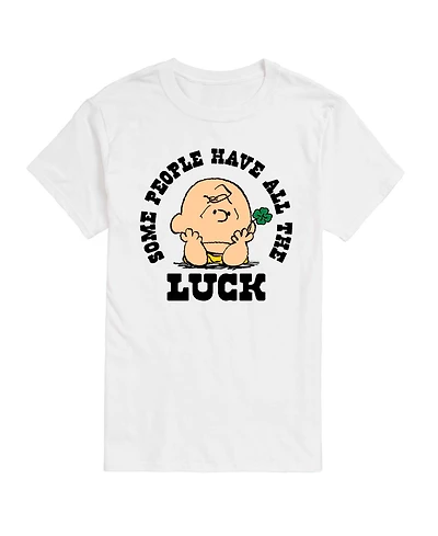 Airwaves Men's Peanuts All The Luck Short-Sleeve Graphic T-Shirt