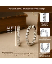 Clear Cubic Zirconia Encrusted Hoop Earrings