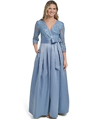 Jessica Howard Women's V-Neck Pleated Skirt Ball Gown