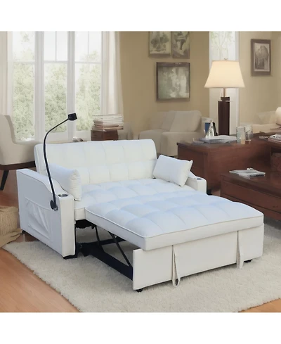 Clihome Modern Velvet Loveseat Futon Sofa Couch w/Pullout Bed,3 1 Convertible Sleeper Bed with adjustable Reclining Backrest