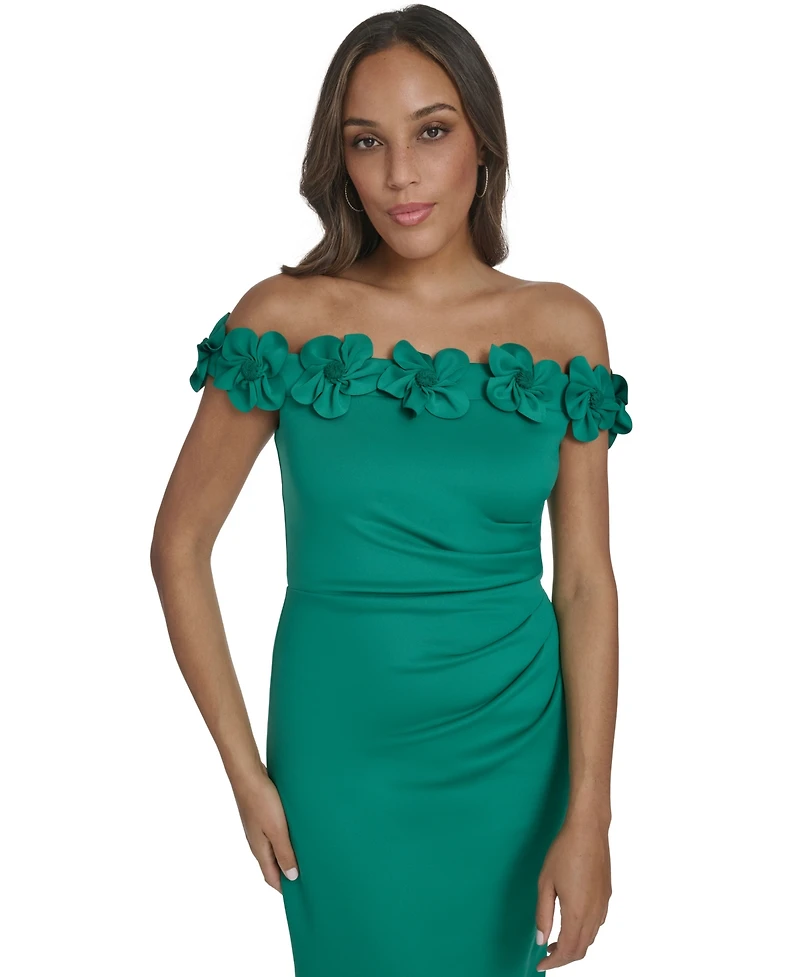 Eliza J Women's Off-The-Shoulder 3D Floral Midi Dress