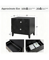 Modern 2-Drawer Side Table with Charging Station