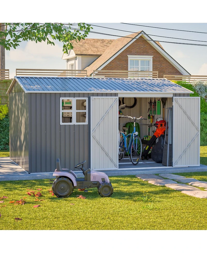 Streamdale Outdoor Storage Shed Metal, Large Garden Tool Sheds with Lockable Doors