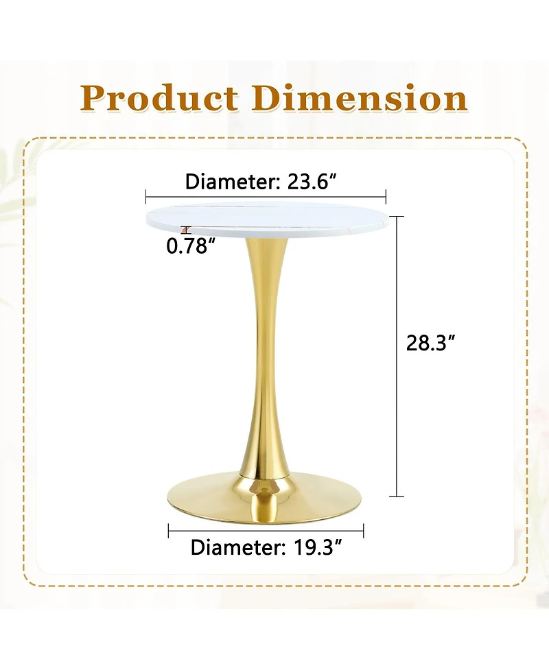 Streamdale Furniture Round Dining Table Tulip Bistro Table with Metal Pedestal
