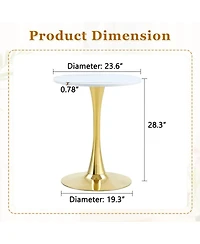 Streamdale Furniture Round Dining Table Tulip Bistro Table with Metal Pedestal