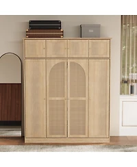 Streamdale Furniture 8-Door Rattan Wardrobe with Flexible Storage