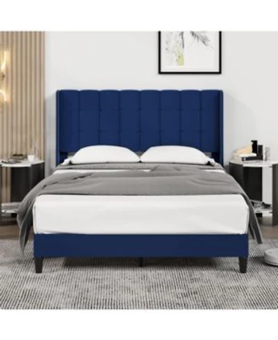 Gaomon Platform Bed Frame With Upholstered Headboard Wingback Button Tufted Design Easy Assembly