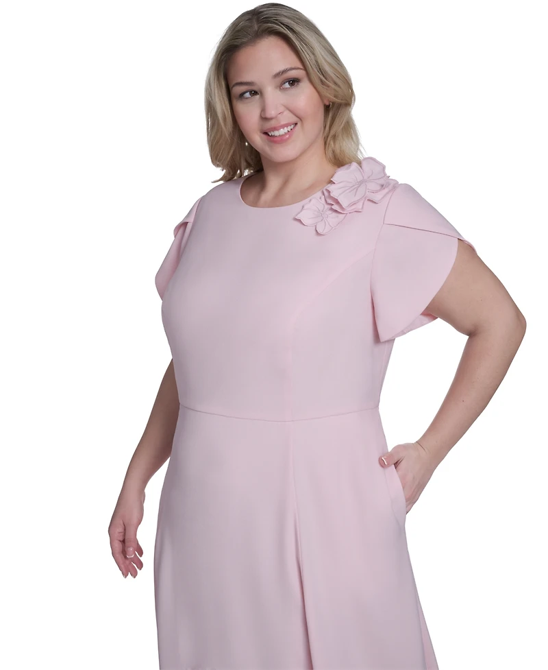 Eliza J Plus Applique Detail Fit & Flare Midi Dress