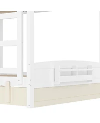 Streamdale Furniture Queen Bunk Bed with Trundle, Bookshelf, and Auto Design for Kids