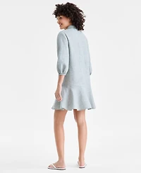 Charter Club Women's 100% Linen Flounce Shirtdress, Created for Macy's