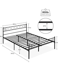 gaomon Metal Bed Frame for Girls/Boys, Size Platform Bed Frame with Iron-Art Sweet Heart, Under Bed Storage