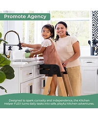 Guidecraft Kitchen Helper Flex Toddler Tower Step Stool for Kids and Adults- Wood Plastic Foldable Height Adjustable