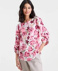 Charter Club Womens 100 Linen D Ring Top Created For Macys