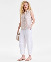 Charter Club Women's 100% Linen Sleeveless Button-Front Shirt, Exclusively at Macy's