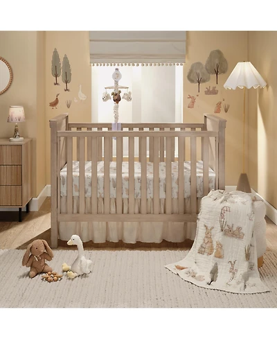 Lambs & Ivy Baby Signature Bunny Hop Organic Cotton Muslin 3-Piece Crib Bedding Set