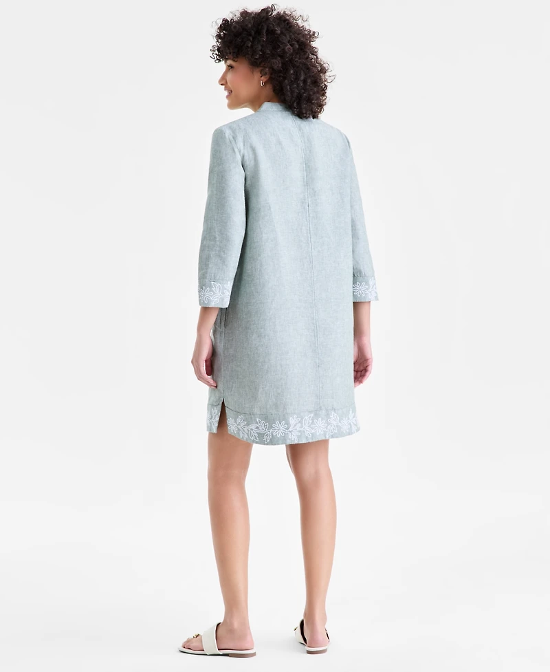 Charter Club Women's 100% Linen Embroidered Dress, Macy's Exclusive