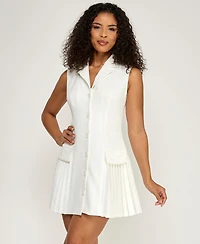 Alex & Sophia Women's Sleeveless Collared Neck Dress