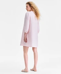 Charter Club Women's 100% Linen Embellished Split-Neck Dress, Macy's Exclusive