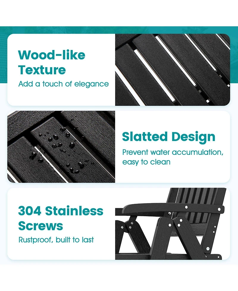 Gymax 2PCS Foldable Patio Chair w/Armrest Curved Back Slatted Seat for Backyard Deck